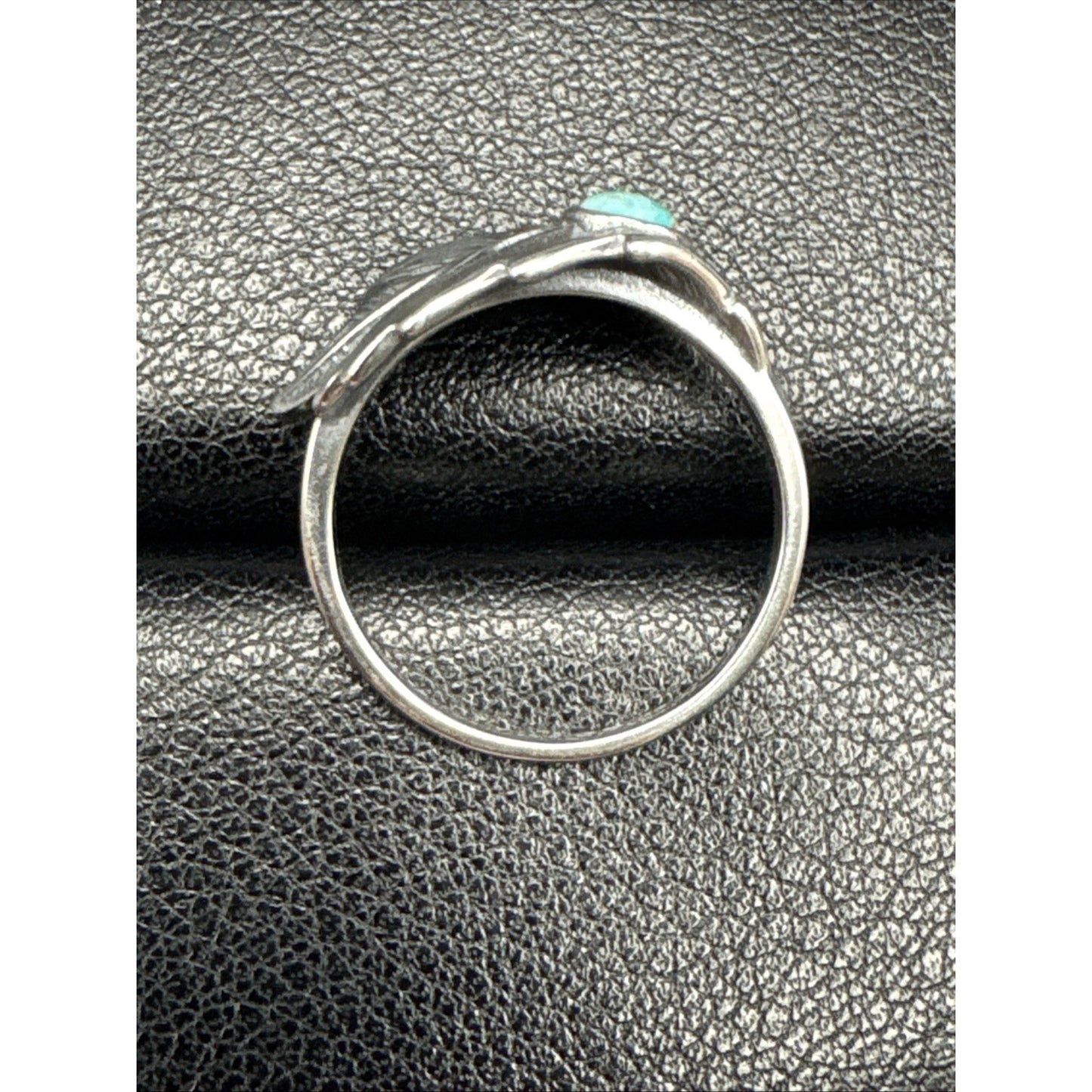 New Condition Sterling Silver Genuine Turquoise Leaf Ring Size 7