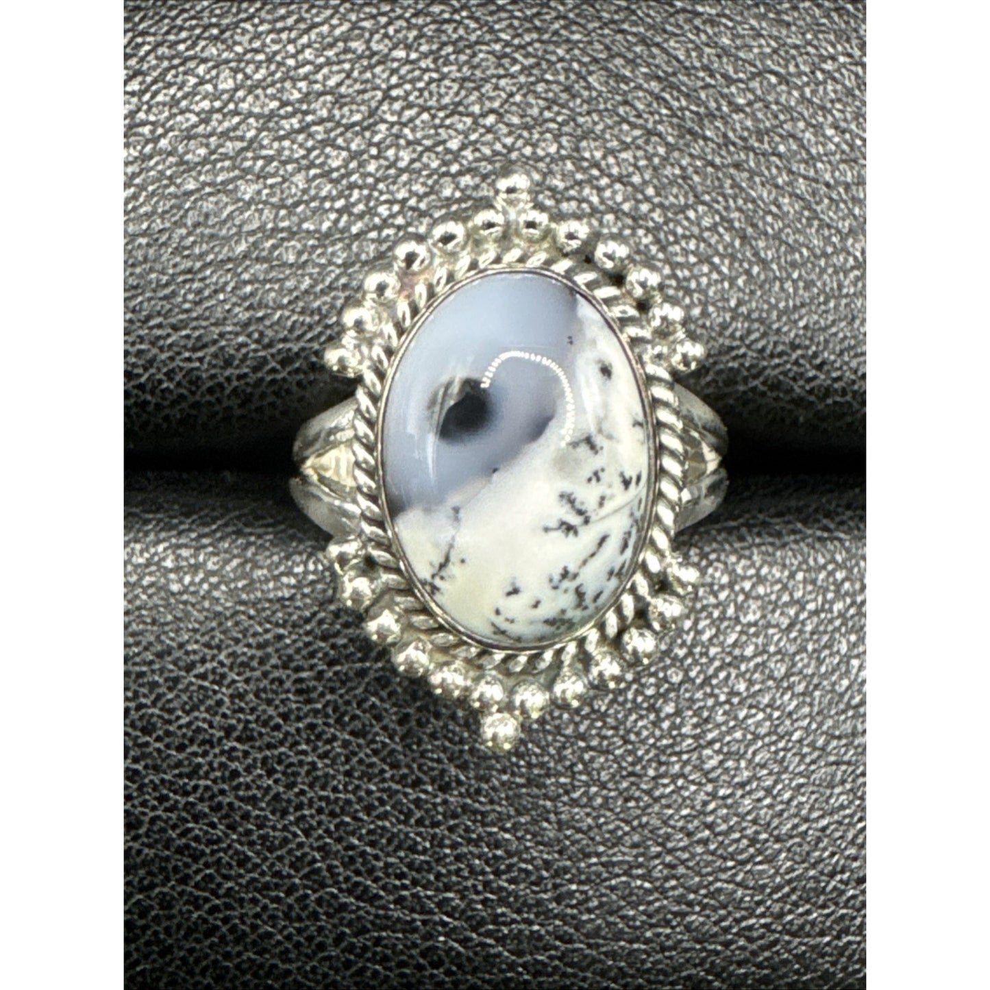 New Condition Sterling Silver Dendrite Opal Ring 925 Size 7