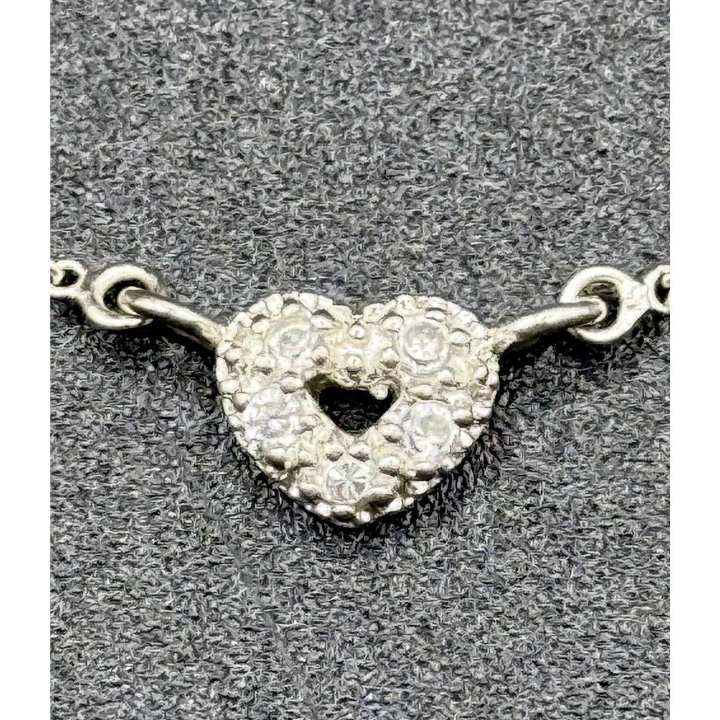 9” Sterling Silver Cubic Zirconia Heart Anklet 925 N13