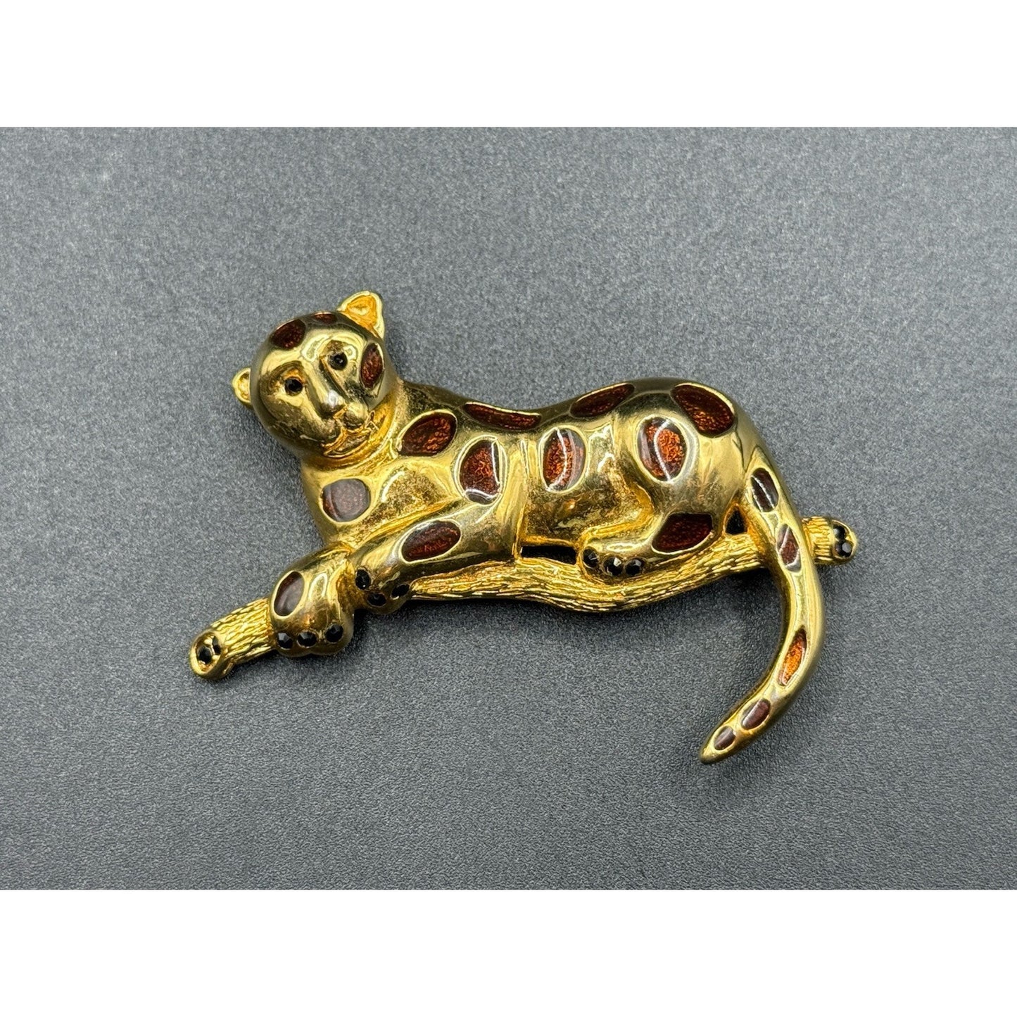 Vintage MCM Premier Design Leopard Gold Tone Brooch N19
