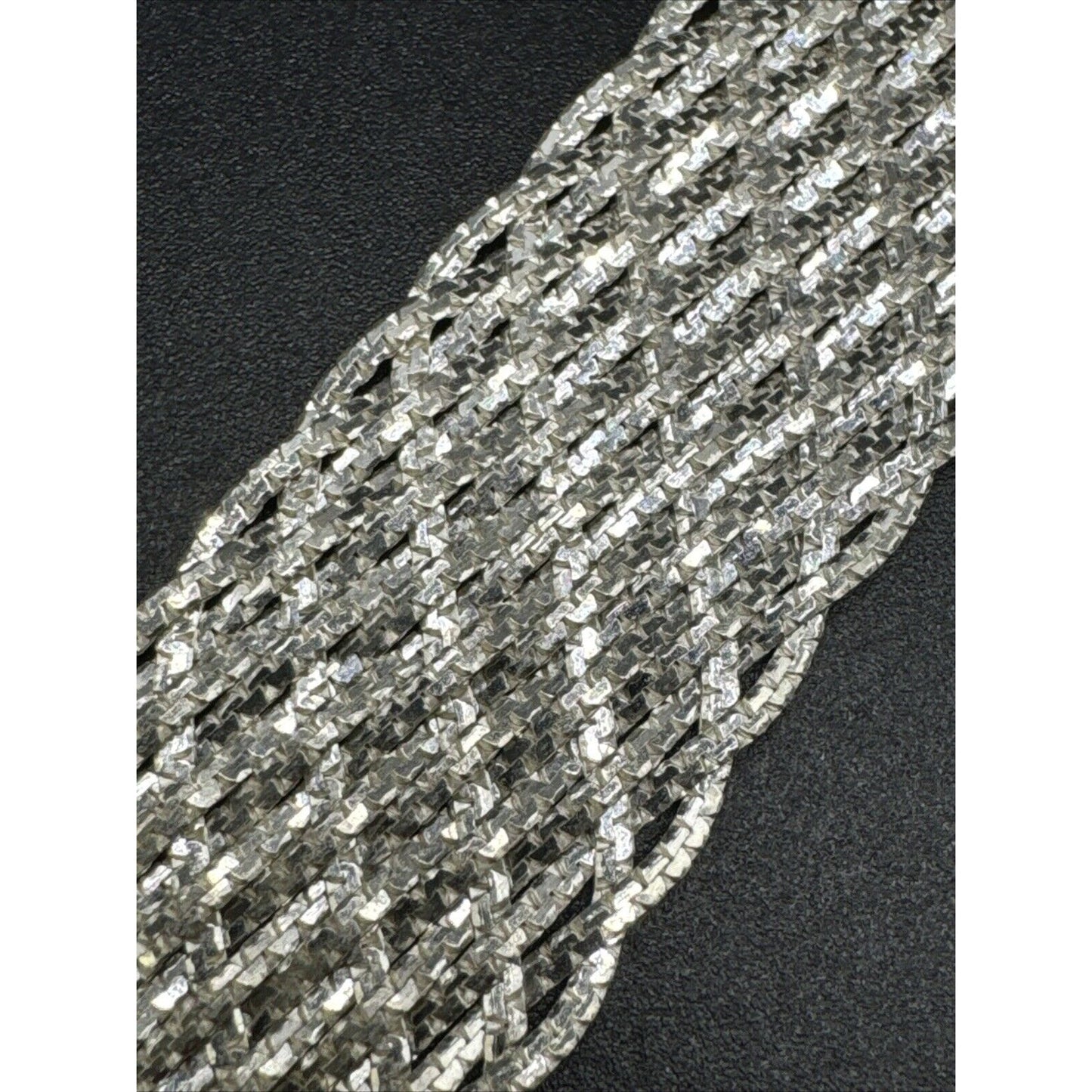 7.5” Vintage Flat Woven Sterling Silver Bracelet 27g 925 K10