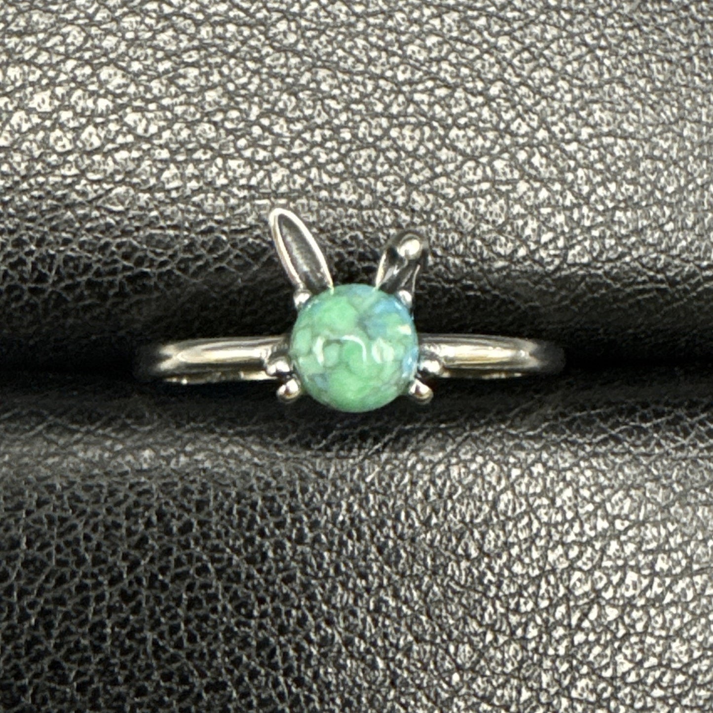 New Condition Sterling Silver Genuine Turquoise Bunny Rabbit Ring Size 7