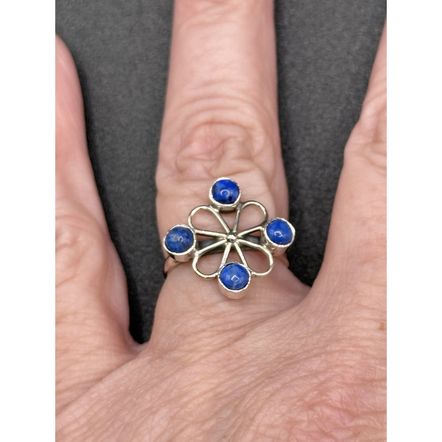 Excellent Used Condition Sterling Silver Multi Lapis Genuine Ring Size 7.00 P19