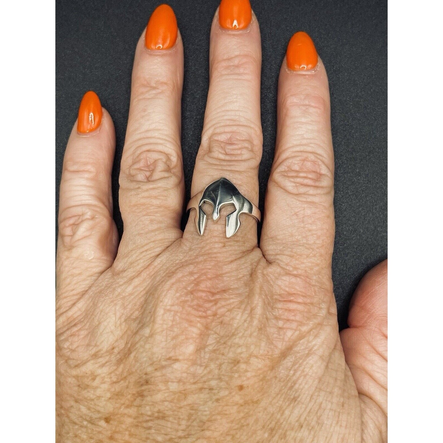 New Condition Sterling Silver Spartacus Gladiator Mask Ring Size 10.00