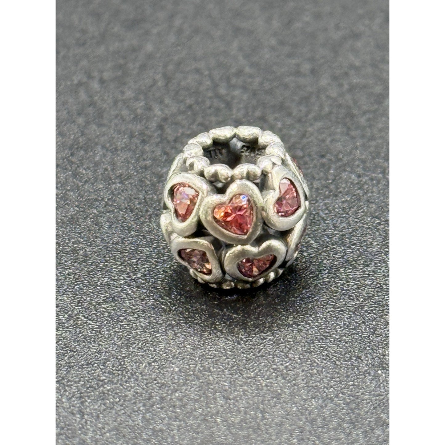 Pandora Sterling Silver Pink CZ Heart Charm ALE Love All Around P12