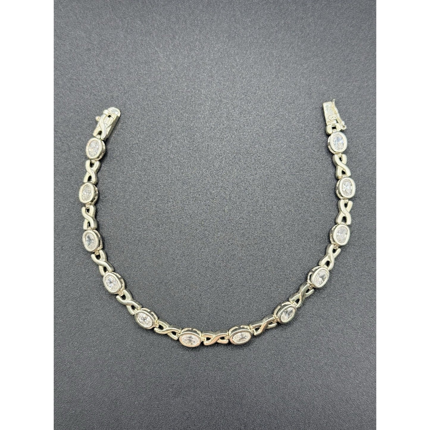 8” Sterling Silver Cubic Zirconia Bracelet Tennis 12 Grams P6