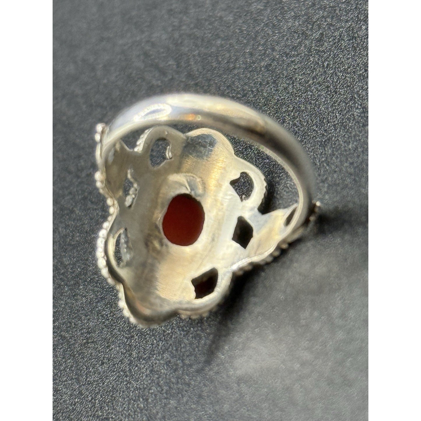 New Condition Sterling Silver Carnelion Genuine Ring Size 6.00 925 P19