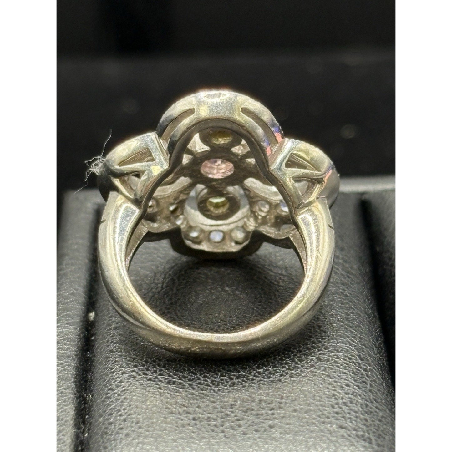 EUC Sterling Silver Multi Color Cubic Zirconia Ring Size 5.75 W29