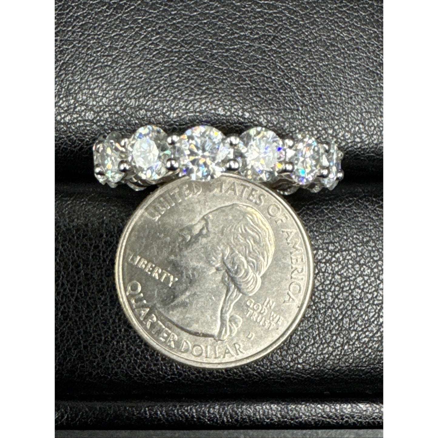 New Condition Sterling Silver Moissanite Eternity Band Ring 925 Size 8.75 GRAR22