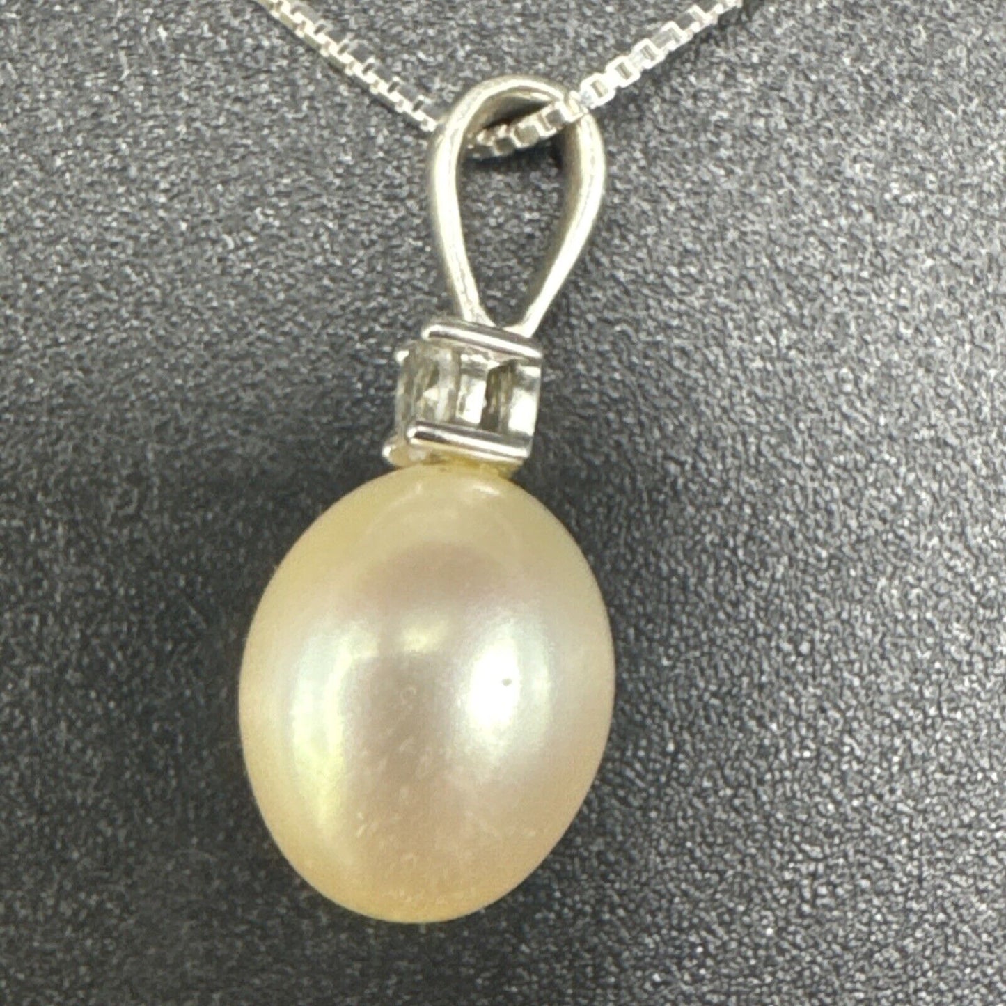 18” Sterling Silver Genuine Pearl CZ Pendant Necklace 925 N1