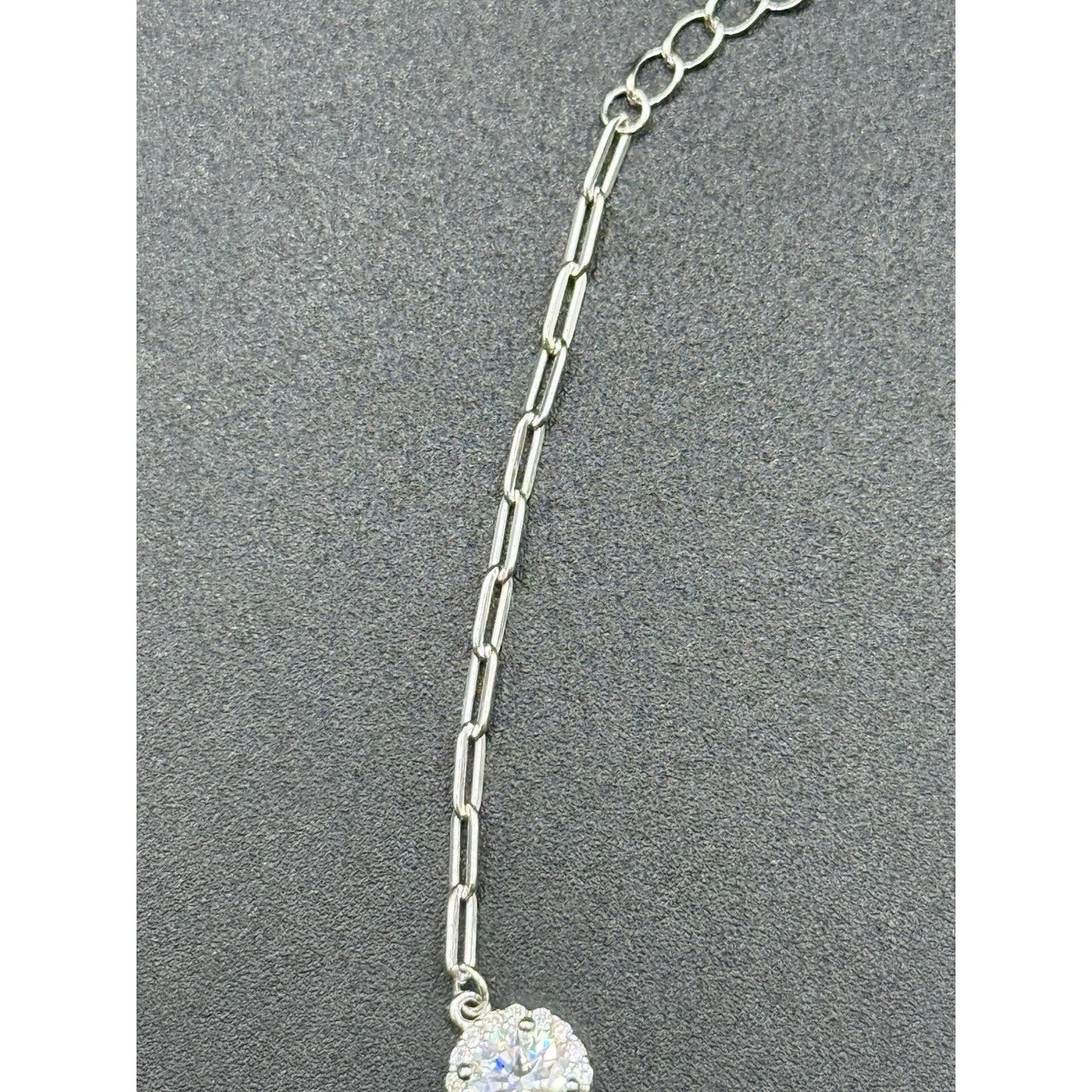 7.25” Sterling Silver Moissanite Station Bracelet GRA Adjustable