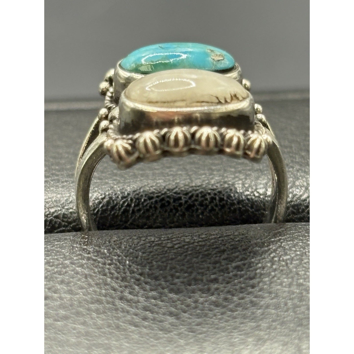 New Condition Sterling Silver Moonstone Turquoise Ring Size 5