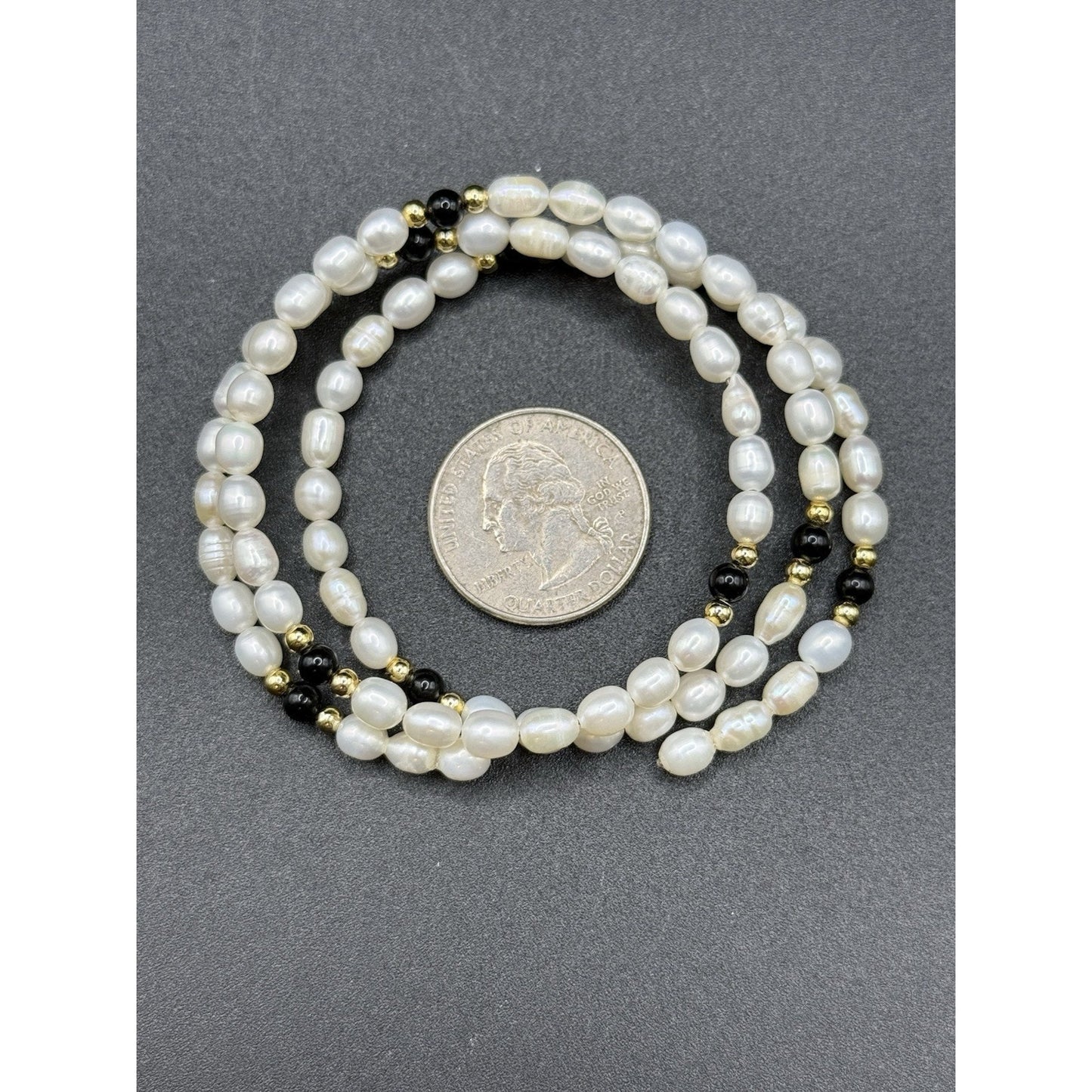 18” Freshwater Pearl Onyx Bead Choker Necklace Bracelet P11