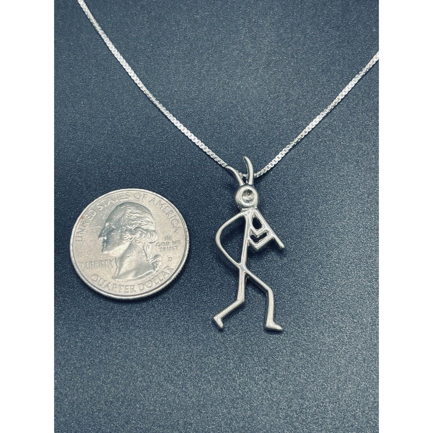20” Sterling Silver Figural Man Flute Pendant Necklace K12