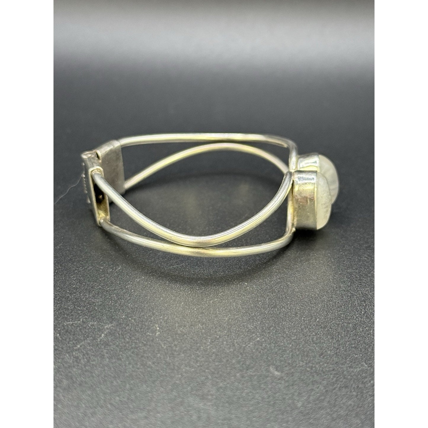 MCM Vintage Sterling Silver Moonstone Hinged Bracelet 37 Grams 925 P10