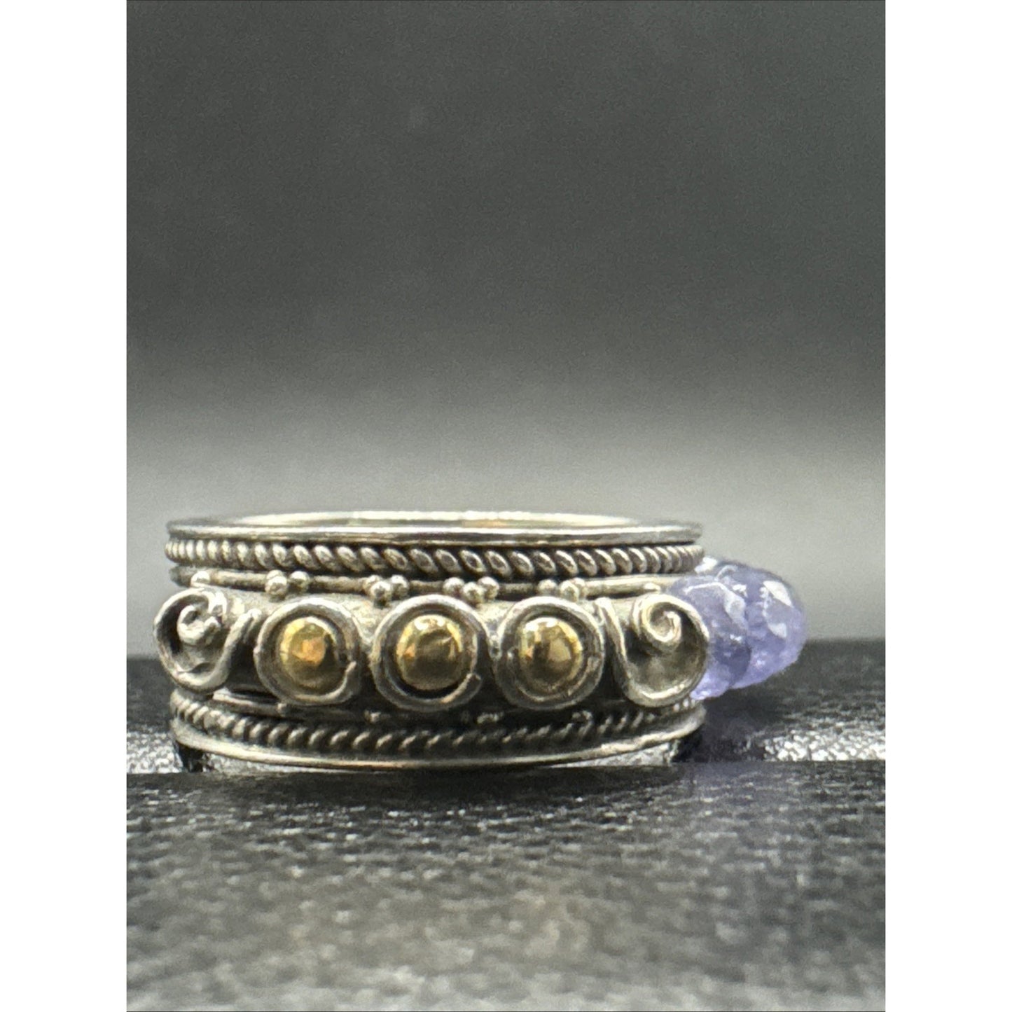 18k Sterling Silver BA Suarti Rough Tanzanite Ring 925 Size 8 R06