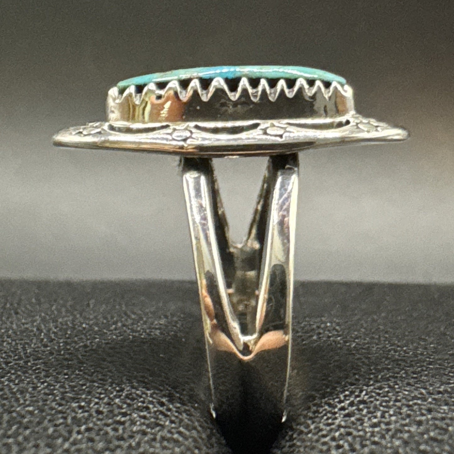New Condition Sterling Silver Turquoise Ring 925 Size 9.75 Sun Moon Bezel