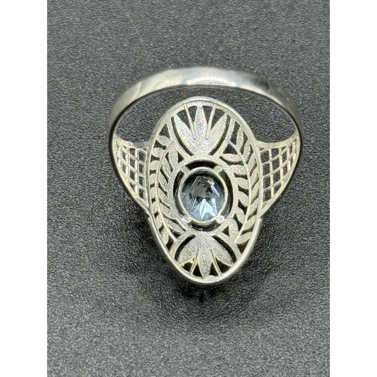 New Condition Sterling Silver Two Tone Genuine Swiss Topaz Ring Size 9 P19