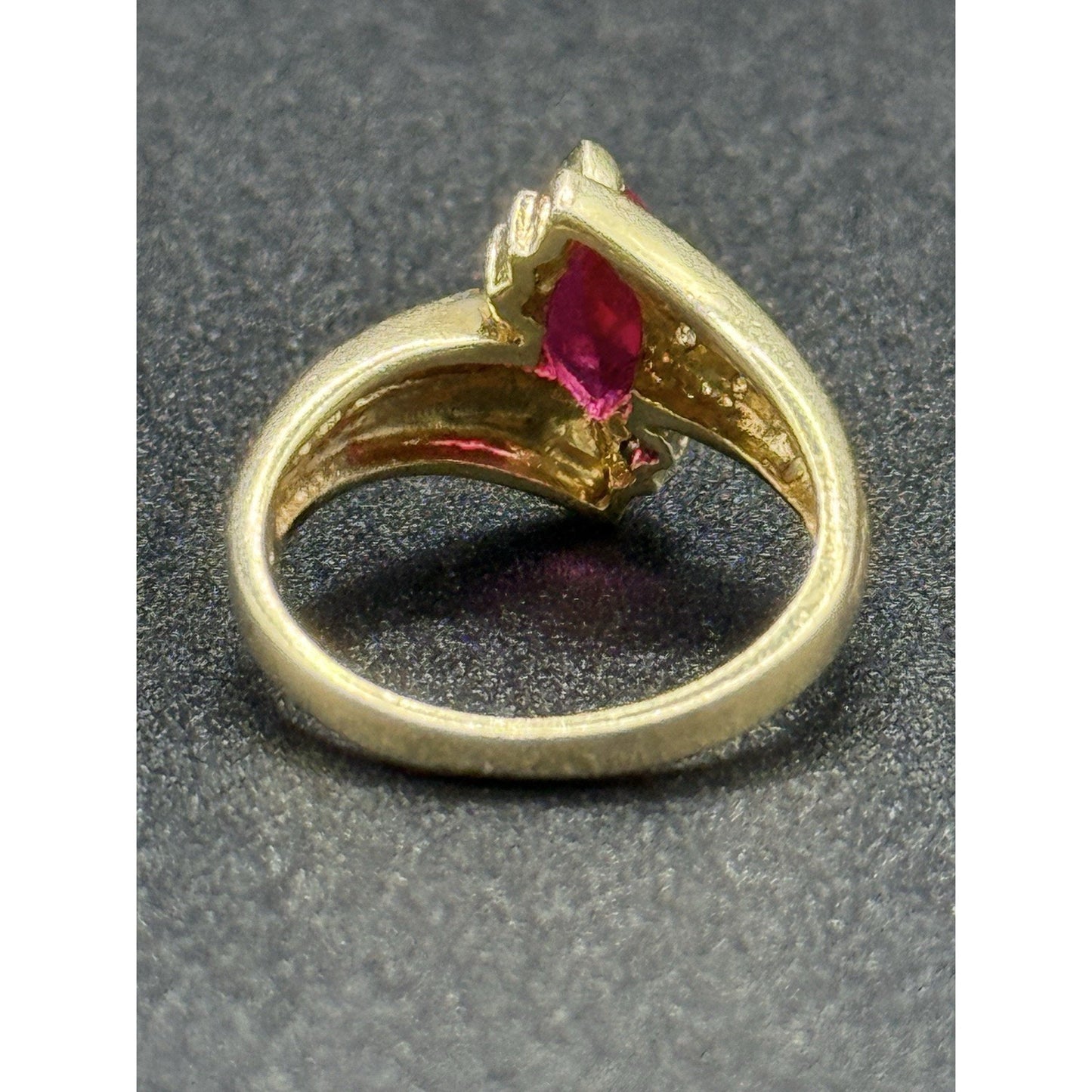 Gold Sterling Silver Lab Ruby Ring Size 6.75 Topaz W8