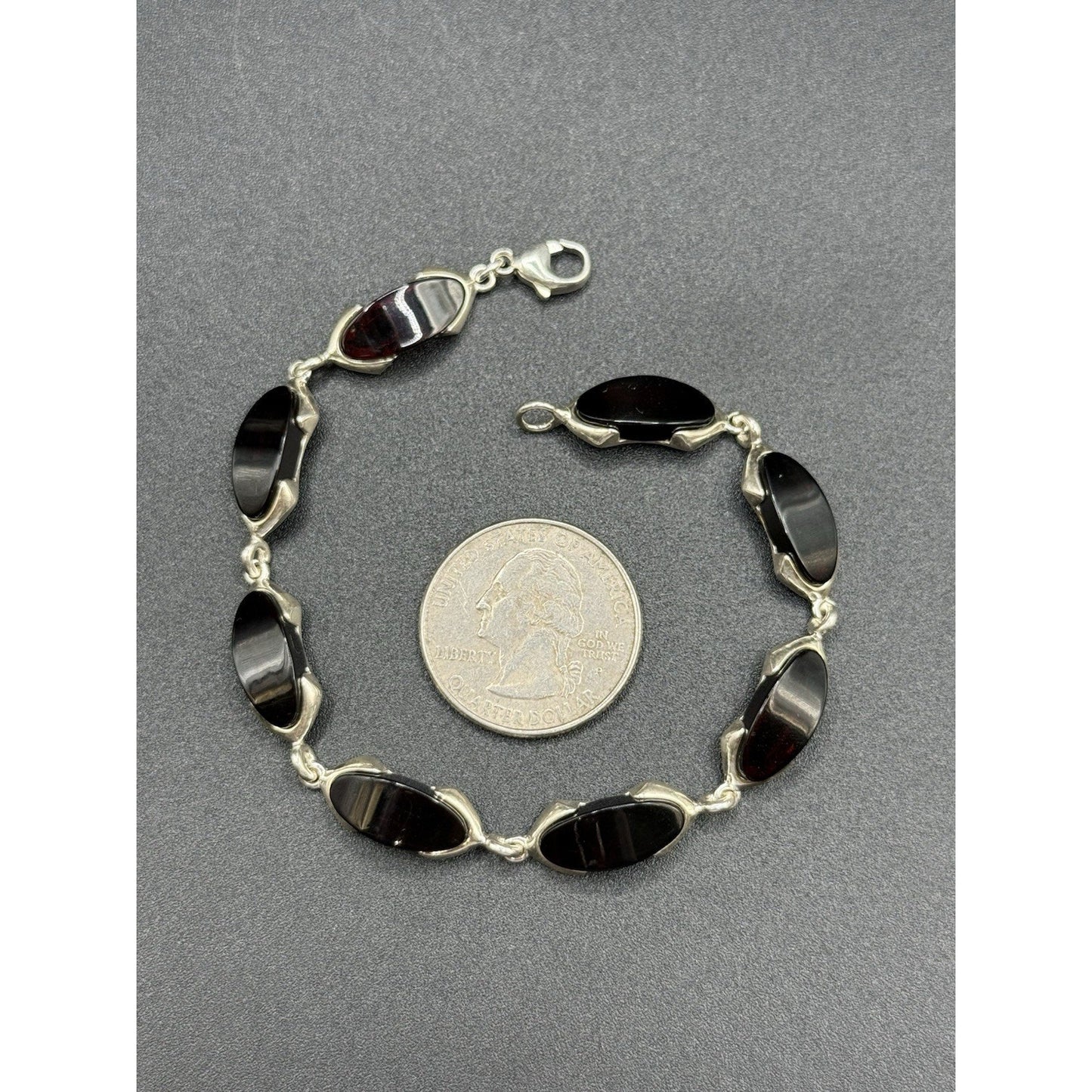 7.5” Sterling Silver Red Amber Bracelet Lobster 925 Q23