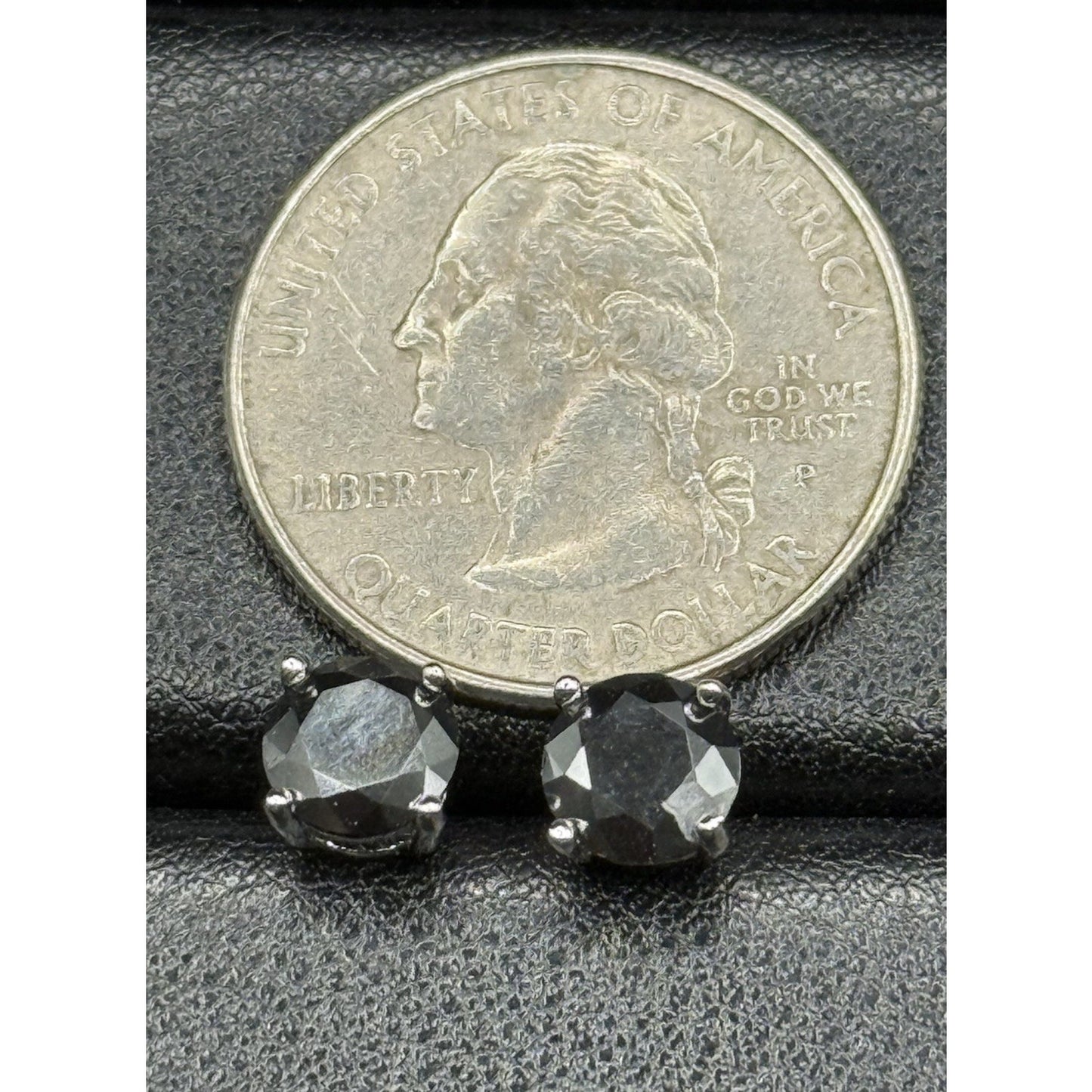New Condition Sterling Silver 2 ctw Black Moissanite Stud Earrings GRA 925