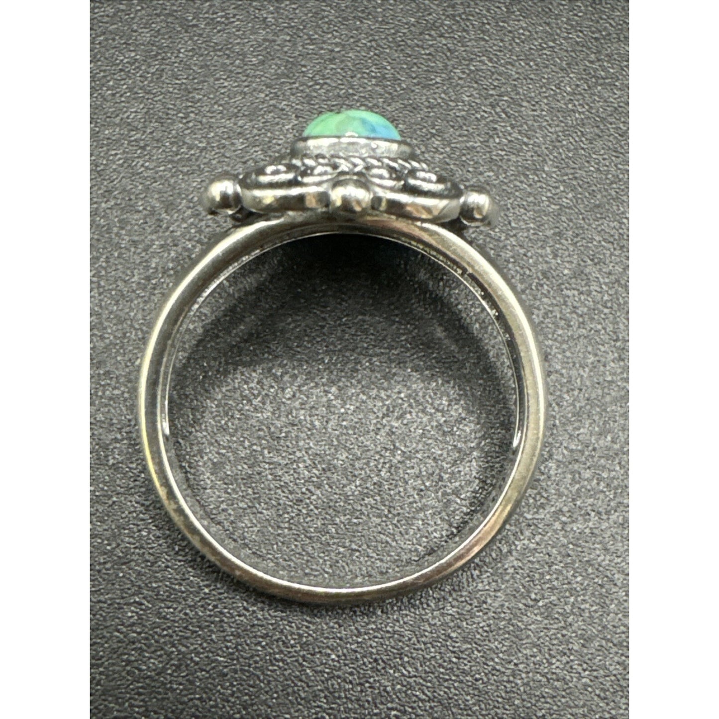 New Condition Sterling Silver Turquoise Stylized Scroll Flower Ring 925 Size 7