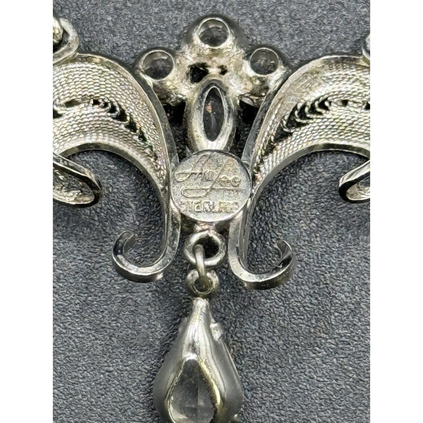 16” Sterling Silver Ann Lee Rhinestone Necklace 925 8 Grams P3