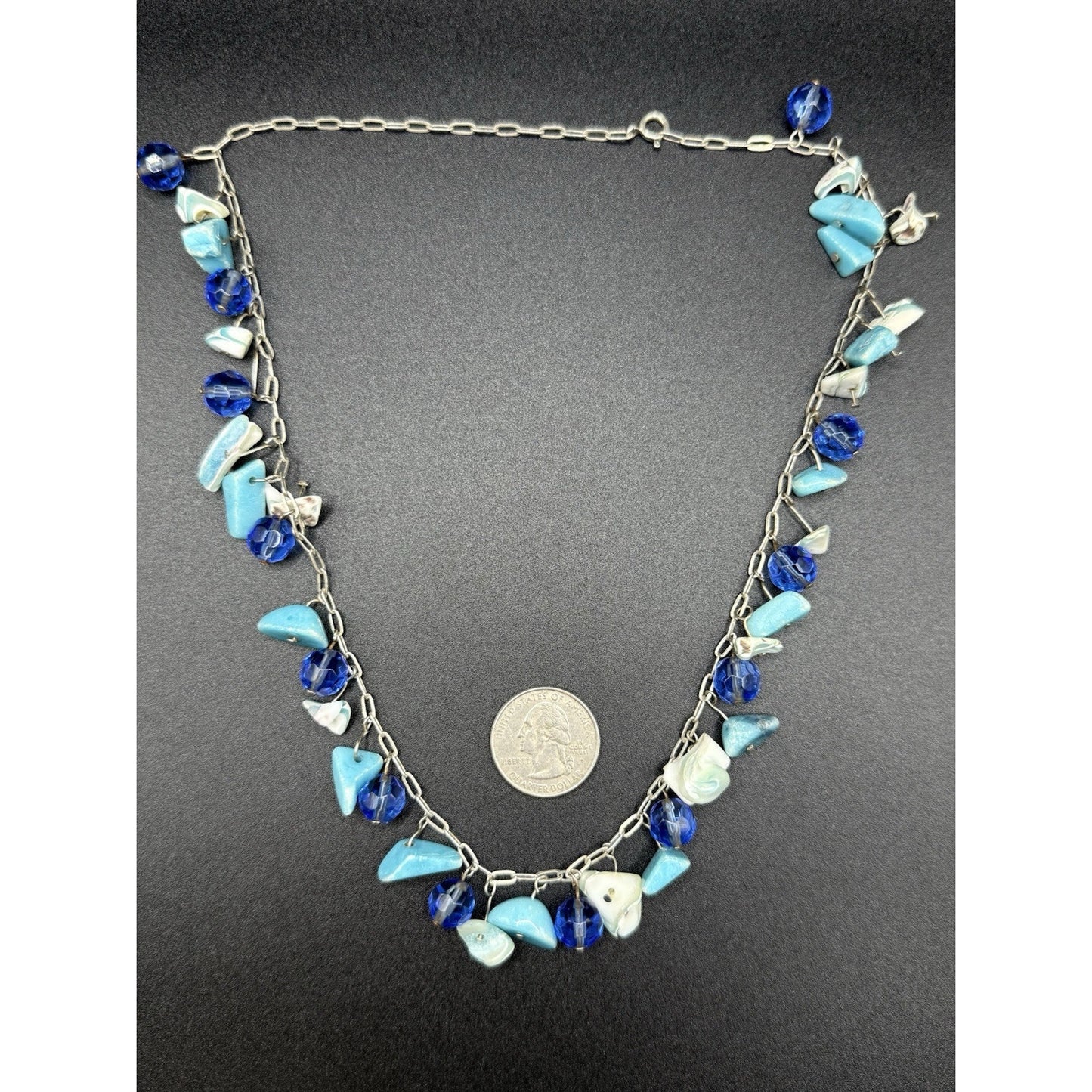 20” Sterling Silver Multi Gemstone Dangle Statement Necklace 925 N13