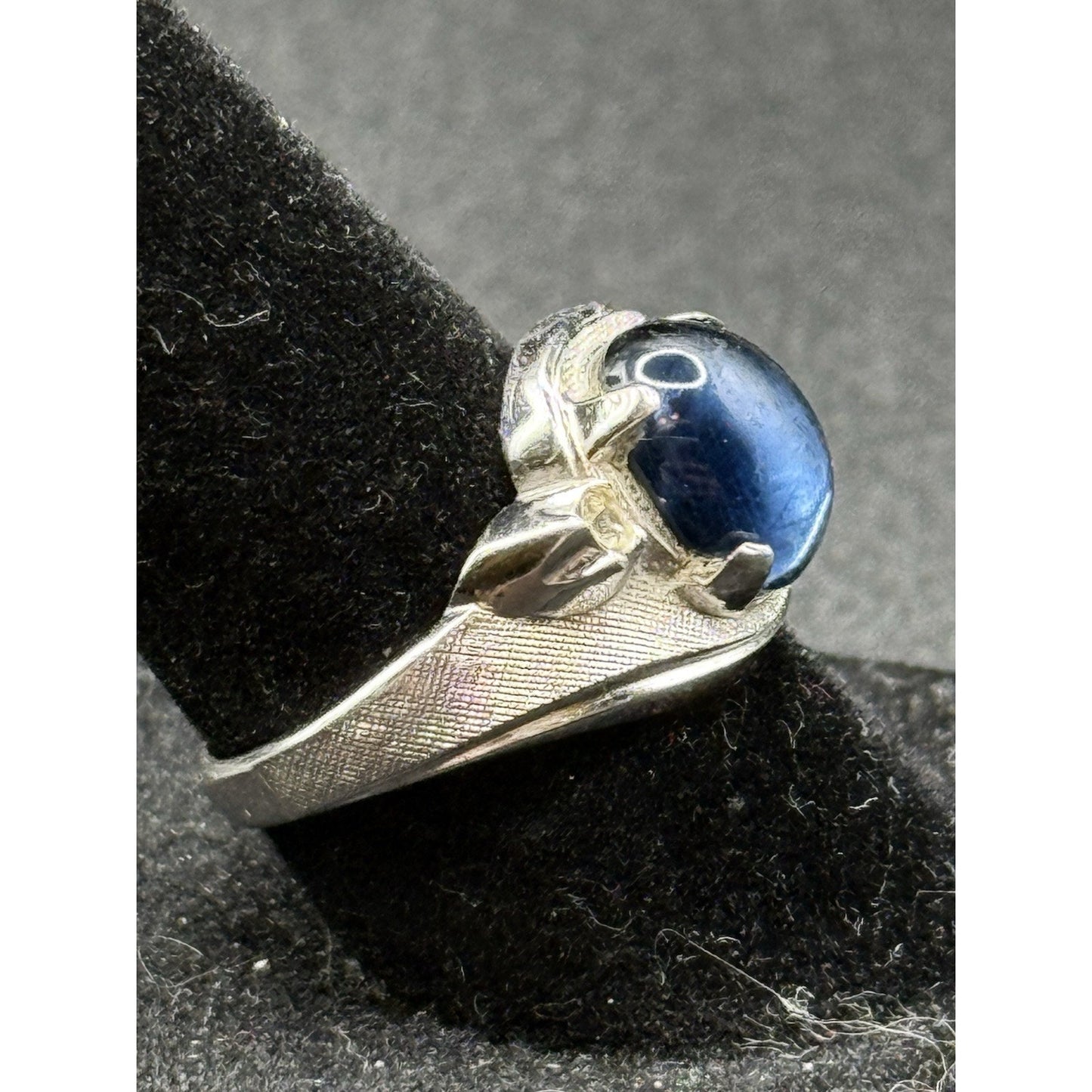 Vintage MCM Lab Star Sapphire Sterling Silver Ring Size 7.50 N13