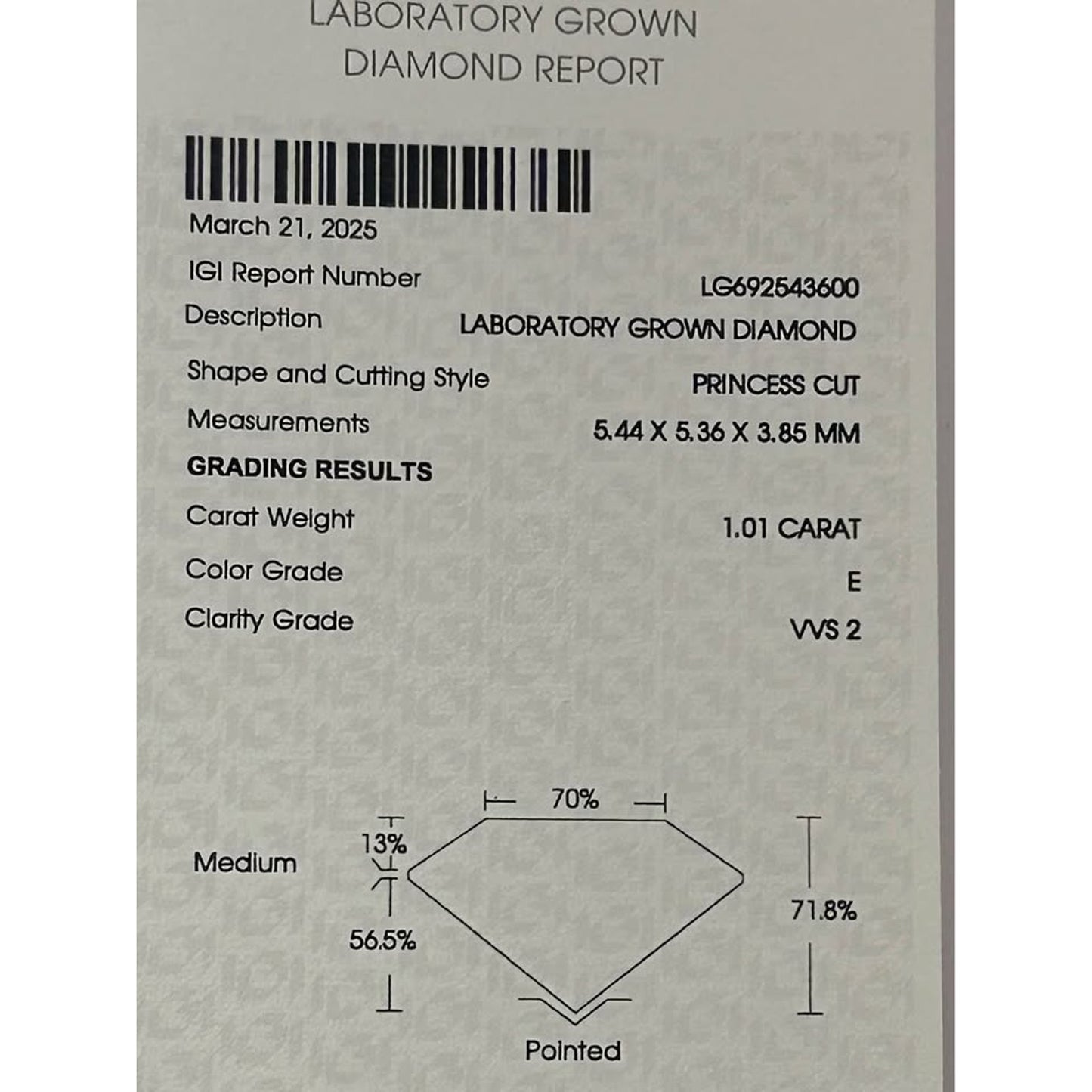 2.02 Total Weight Princess Cut Lab Grown Diamonds E Color VVS2 Clarity IGi lab Reports