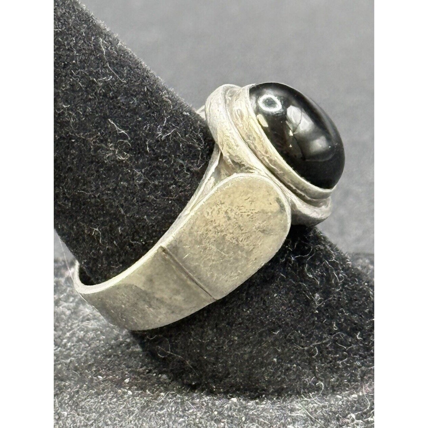 Vintage Sterling Silver Onyx Can Ring Size 7.00 M27