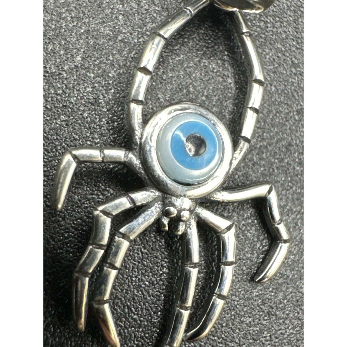 New Condition Sterling Silver Enamel Evil Eye Spider Pendant 925