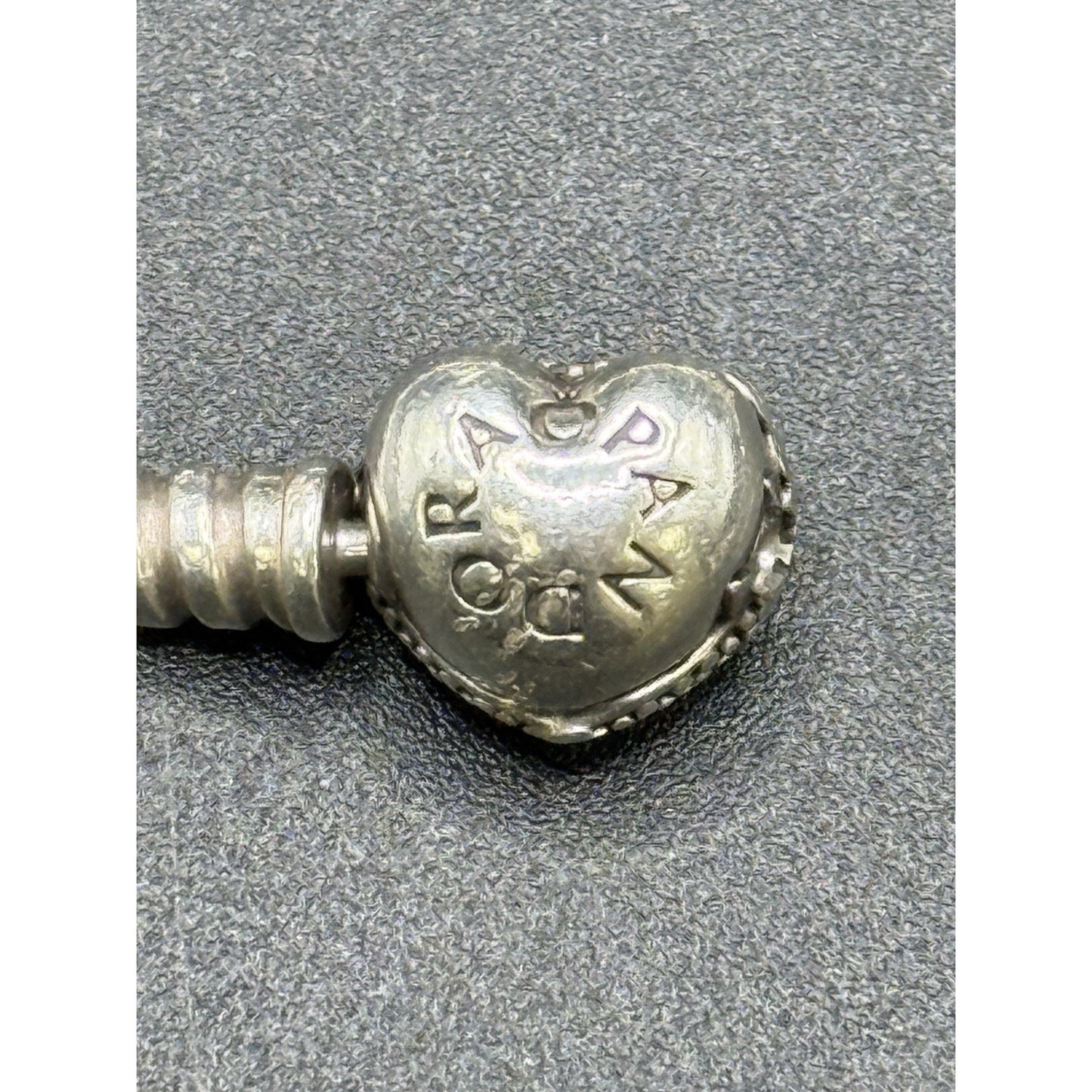 Pandora 7.25” Sterling Silver Cubic Zirconia Heart Clasp Bracelet ALE Q7