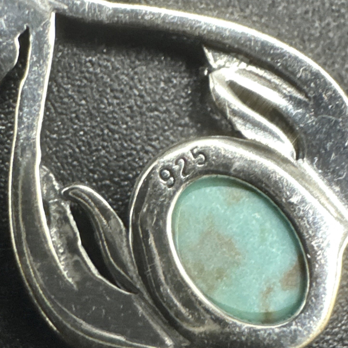 New Condition Sterling Silver Turquoise Peacock Dangle Earrings 925