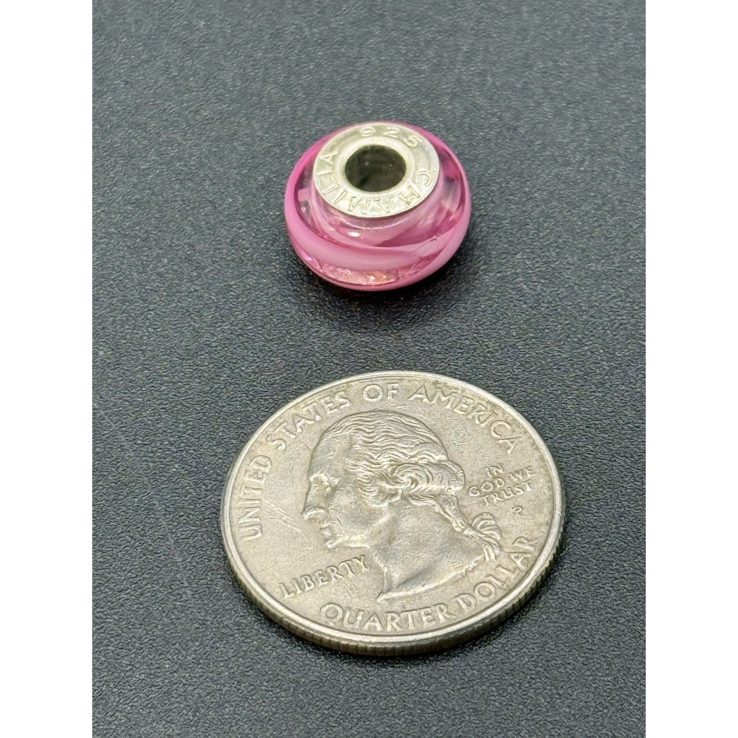 Chamilia Sterling Silver Pink Swirl Murano Glass Charm P19