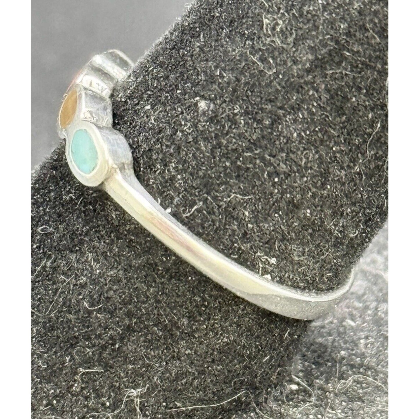 New Condition Sterling Silver Multi Gemstone 4-Stone Ring Size 6.75