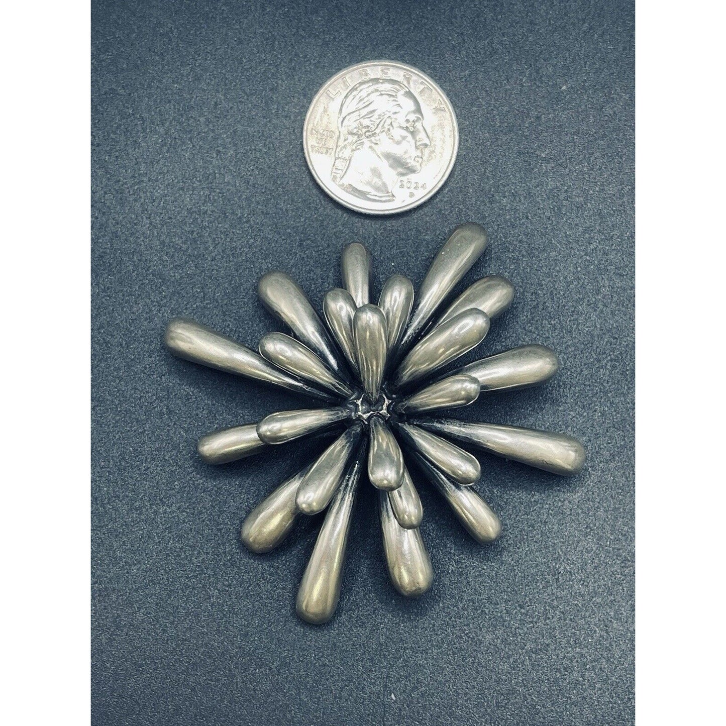 Zina Vintage Modernist Sterling Silver Firework 37 Grams Brooch Pin 925 L9