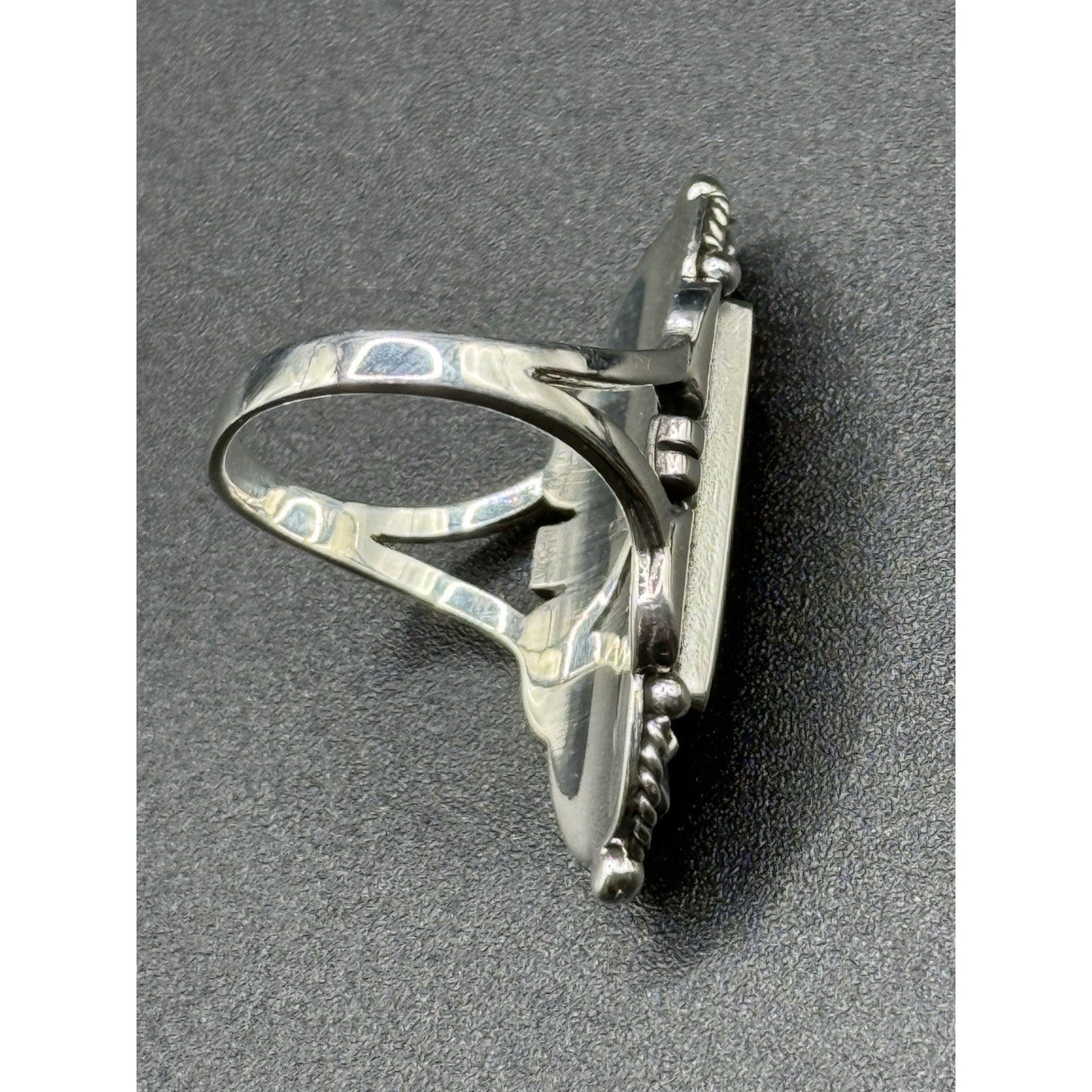 New Condition Sterling Silver Art Deco Tigers Eye Ring Size 6.75