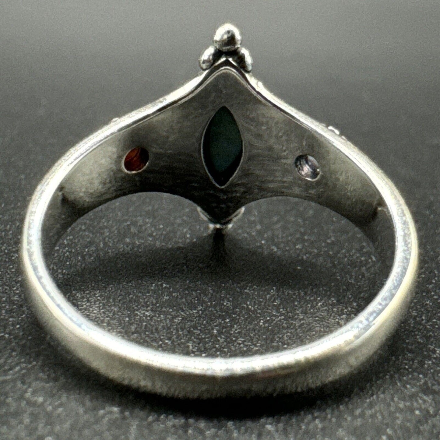 New Condition Sterling Silver Turquoise Garnet Amethyst Ring 925 Size 7