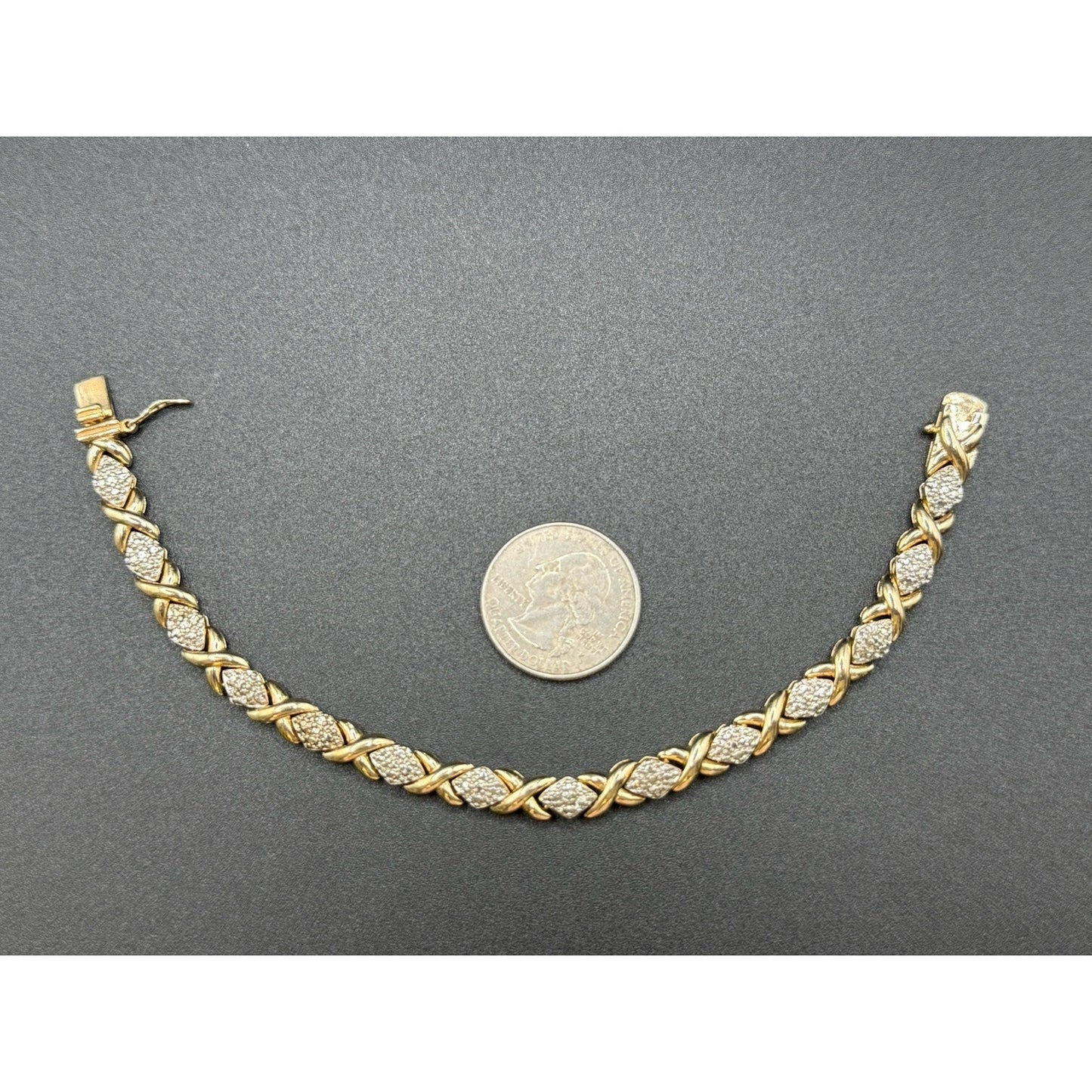 7.5” Gold Sterling Silver Illusion Bracelet 17 Grams P6
