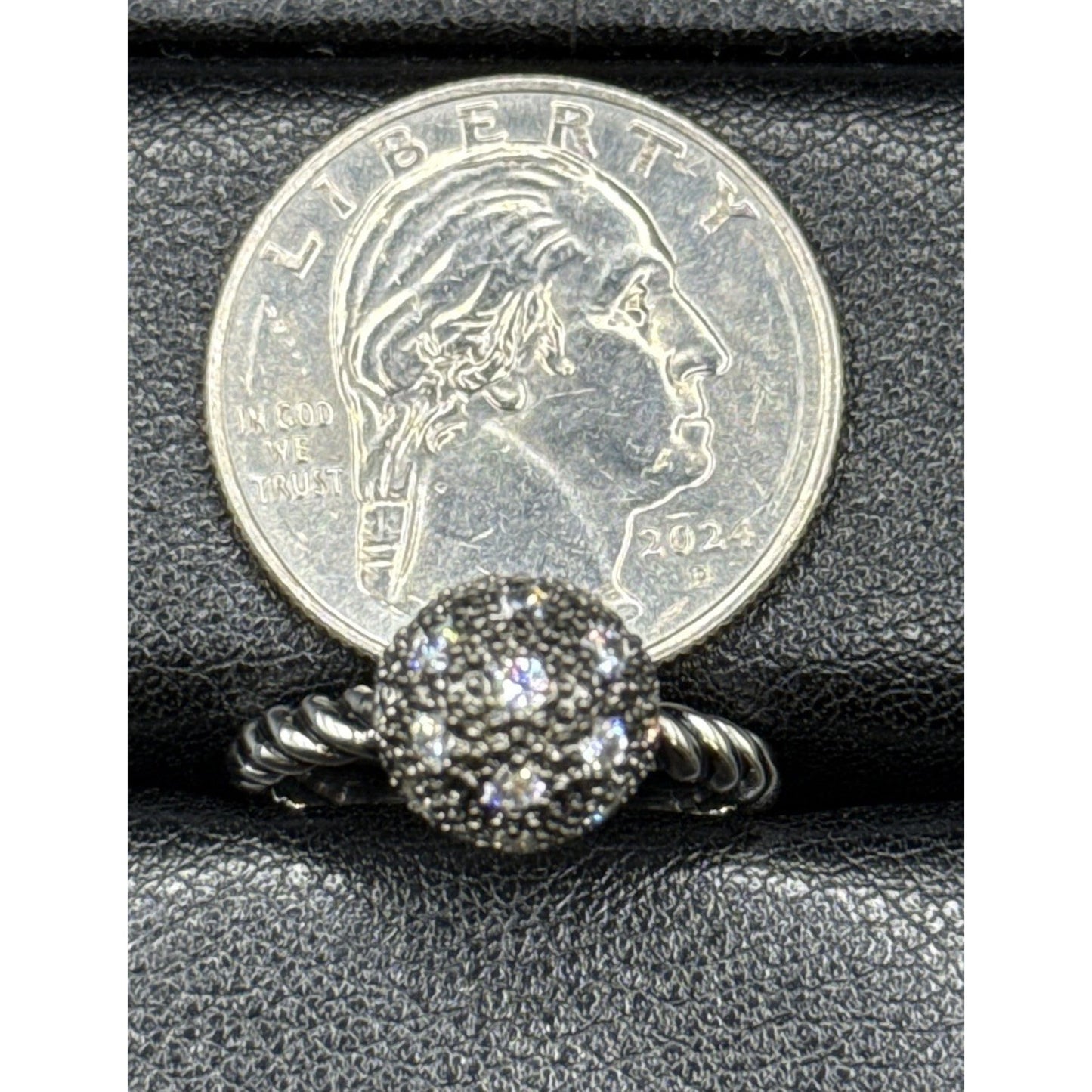 New Condition Sterling Silver Textured Rope Ball Ring Size 7.00
