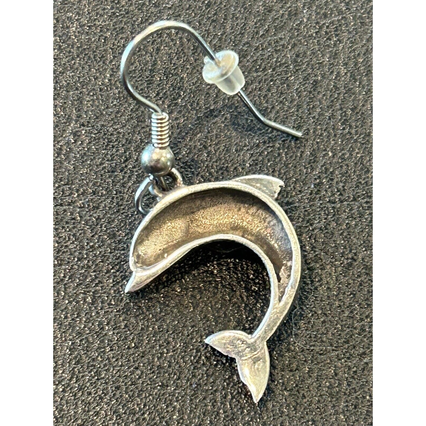 Vintage Sterling Silver Dolphin Dangle Earrings 925 K29