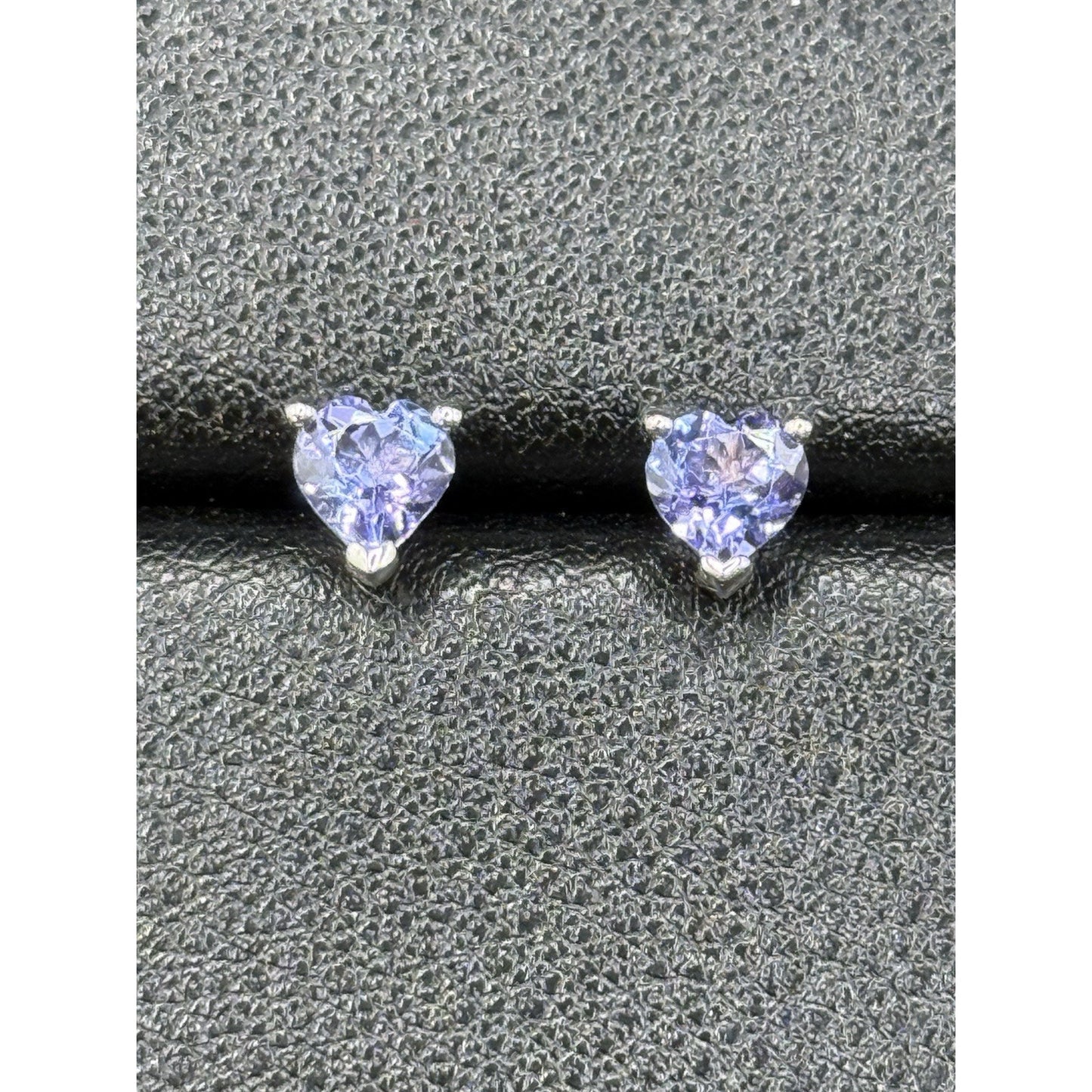 NOS JTV Sterling Silver Genuine Tanzanite Heart Studs N19
