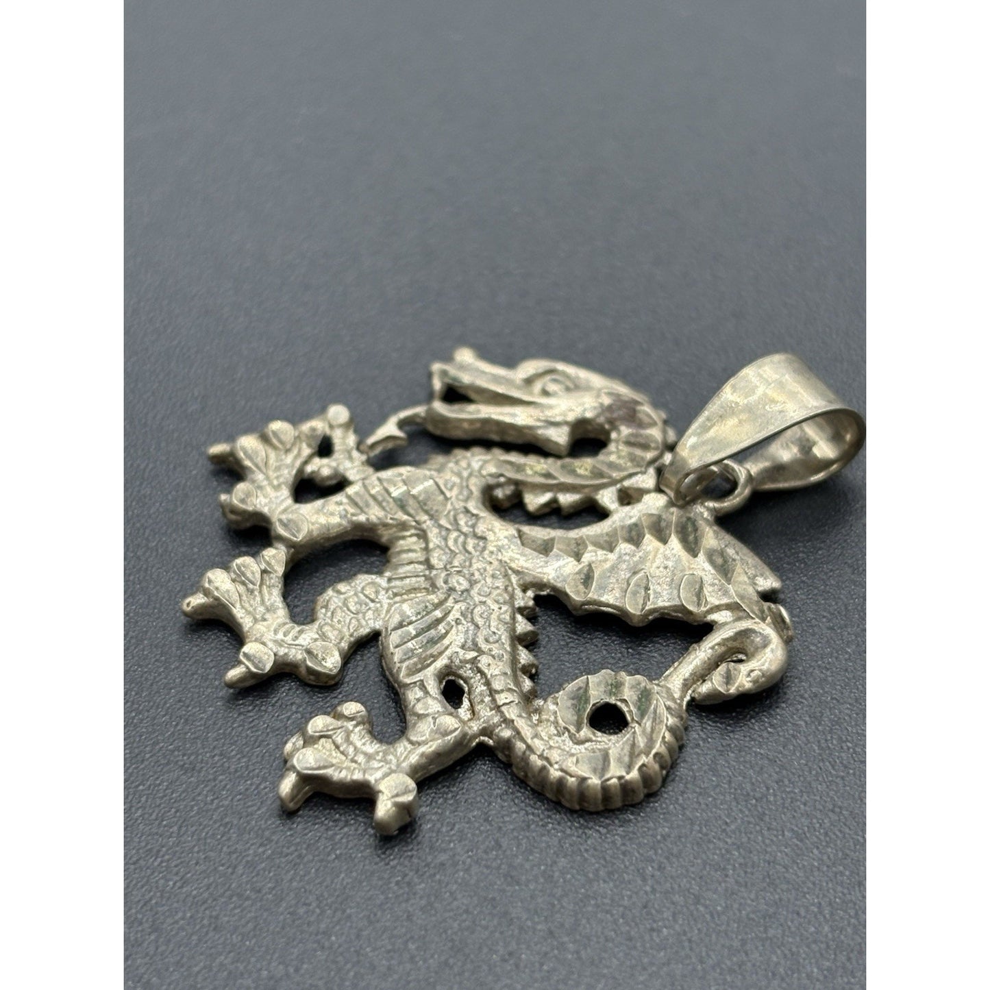 Vintage Sterling Silver Dragon Pendant Charm 5 Grams W18
