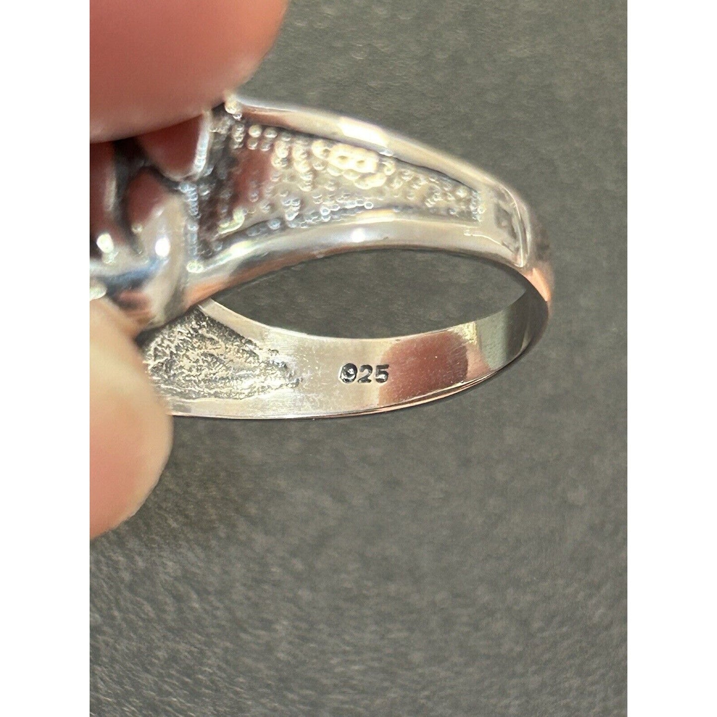 New Condition Sterling Silver Bulldog Ring Size 10.00