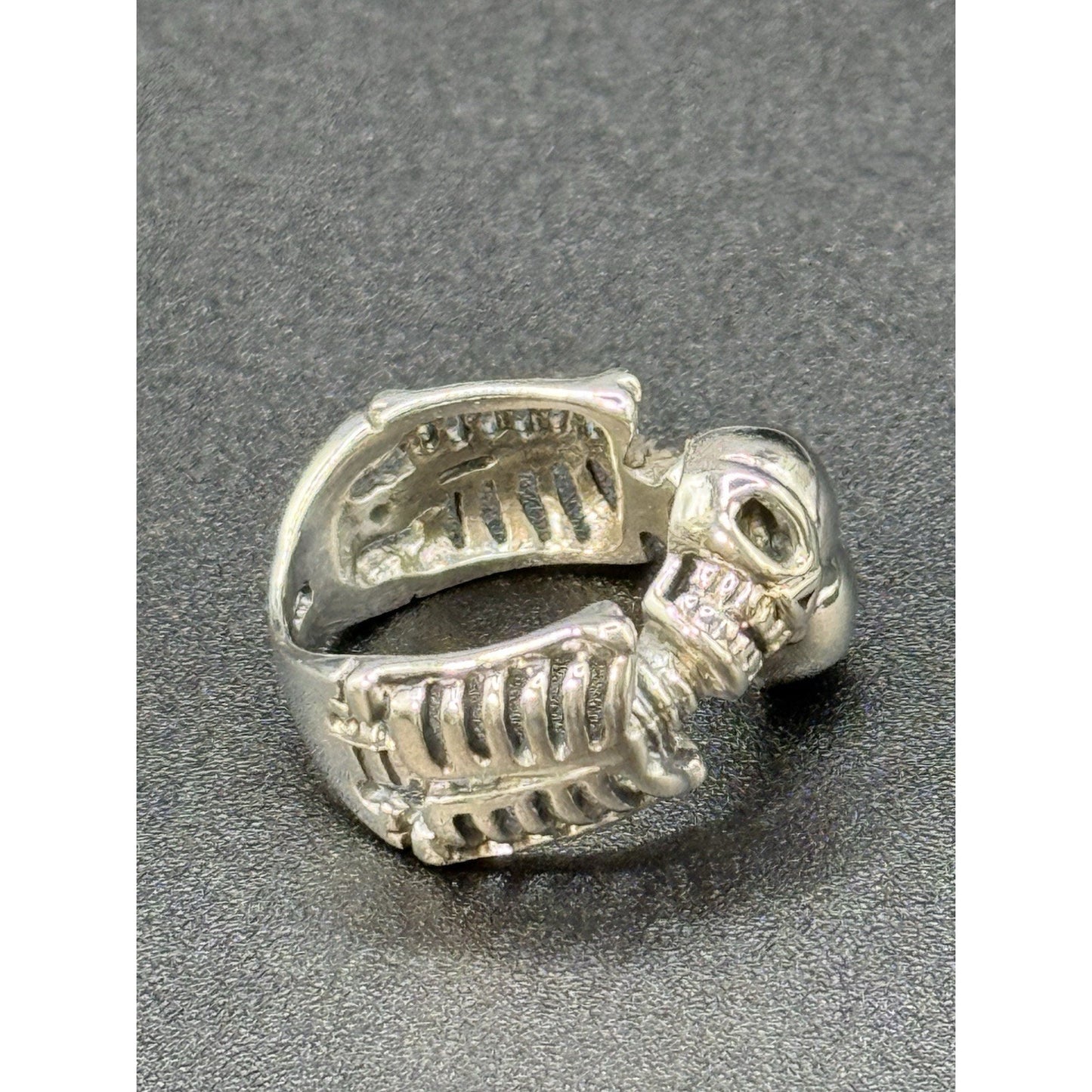 New Condition Sterling Silver Double Skeleton Ring Size 6.00