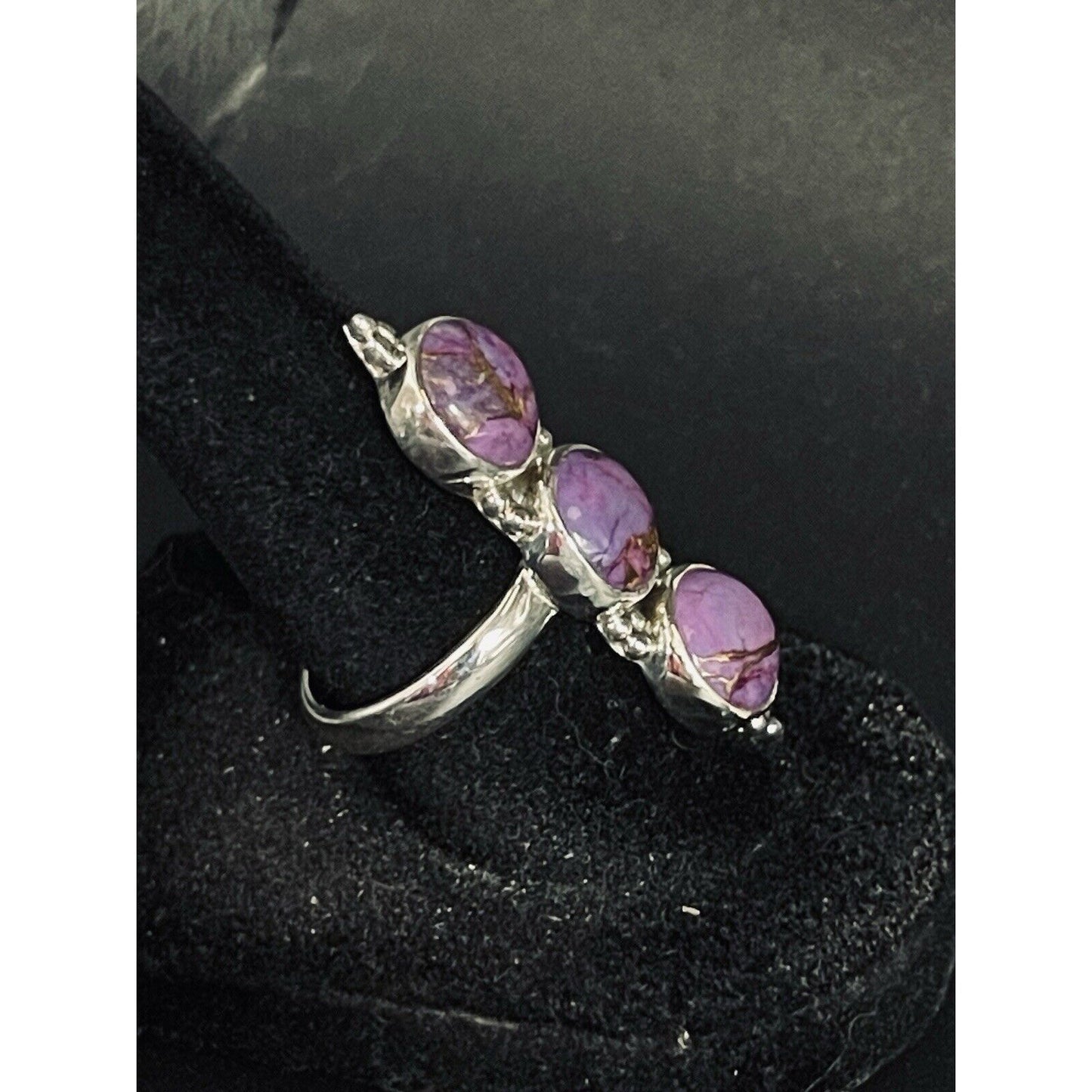 New Condition Sterling Silver Purple Copper Turquoise Ring Size 7.00