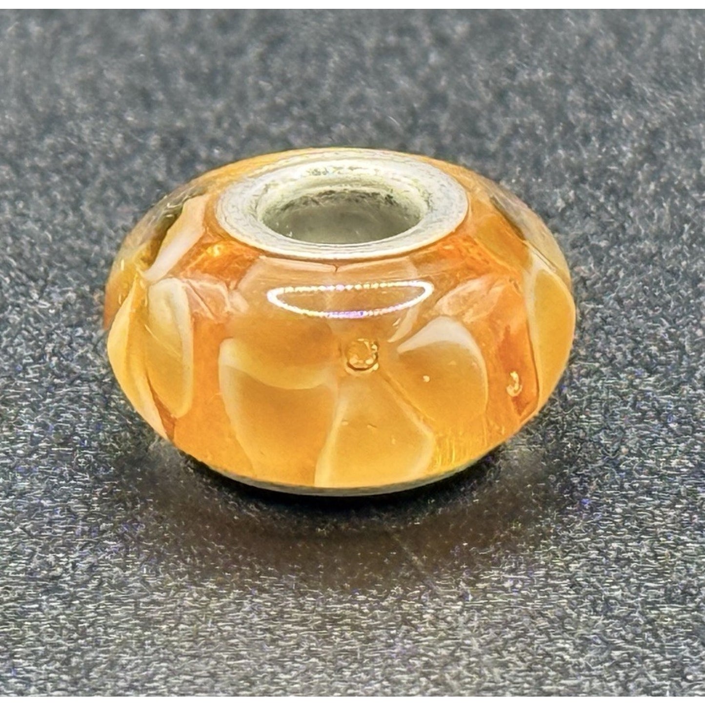 Camilla Sterling Silver Orange & White Flower Murano Glass Charm P18
