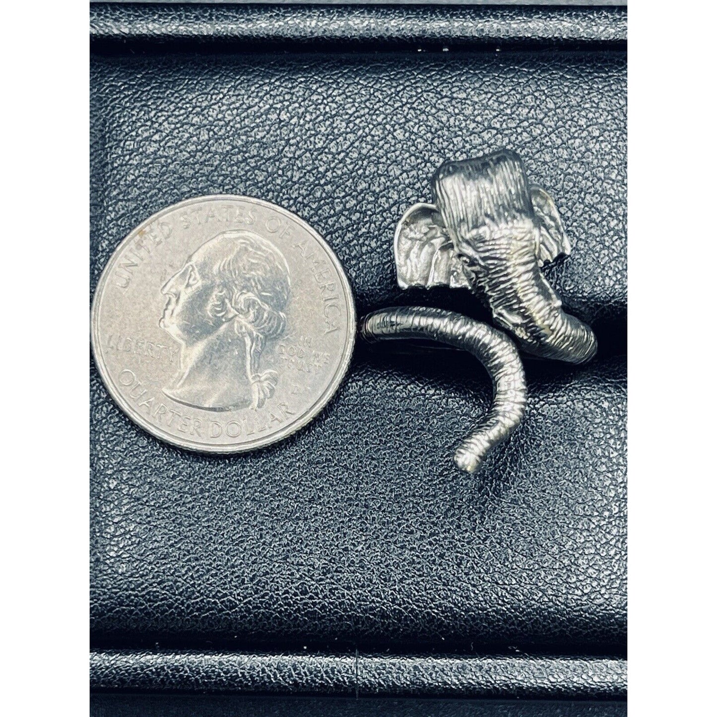 New Condition Sterling Silver Elephant Ring Size 7.00 Slightly Adjustable