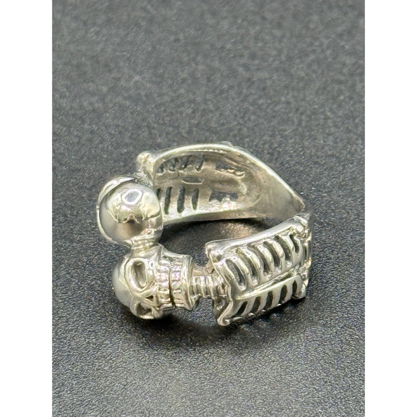 New Condition Sterling Silver Double Skeleton Ring Size 6.00